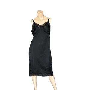 Vintage Lorraine Lingerie Slip Black Lace Dress Goth Whimsigoth Witchy